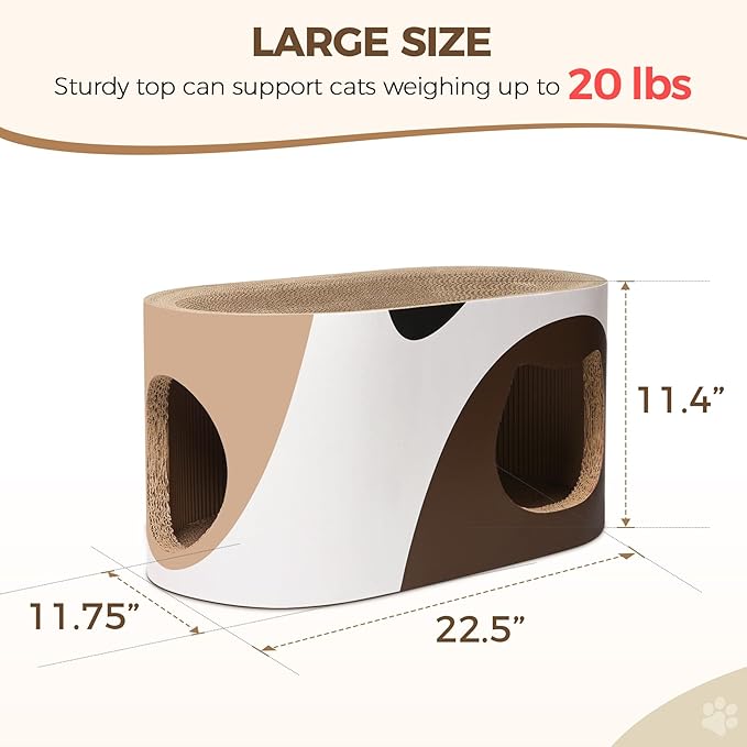 Big Cat Scratcher Lounge, Corrugated Cardboard Cat Scratcher House with Hole, Large Scratching Lounger Bed, Cat Scratching Pad for Indoor Cats as Furniture Protector, Rabbit Cardboard House