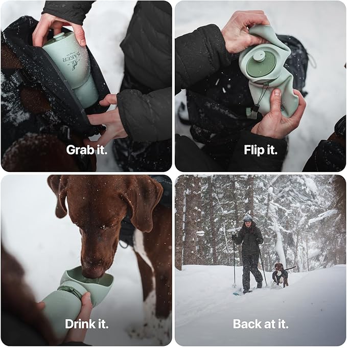 SÄKER Portable Dog Water Bottle, Collapsible Water Bottle for Dogs Perfect for Walking, Hiking and Outdoors | Works as a Portable Water Bowl | Designed in Montreal - 750ml