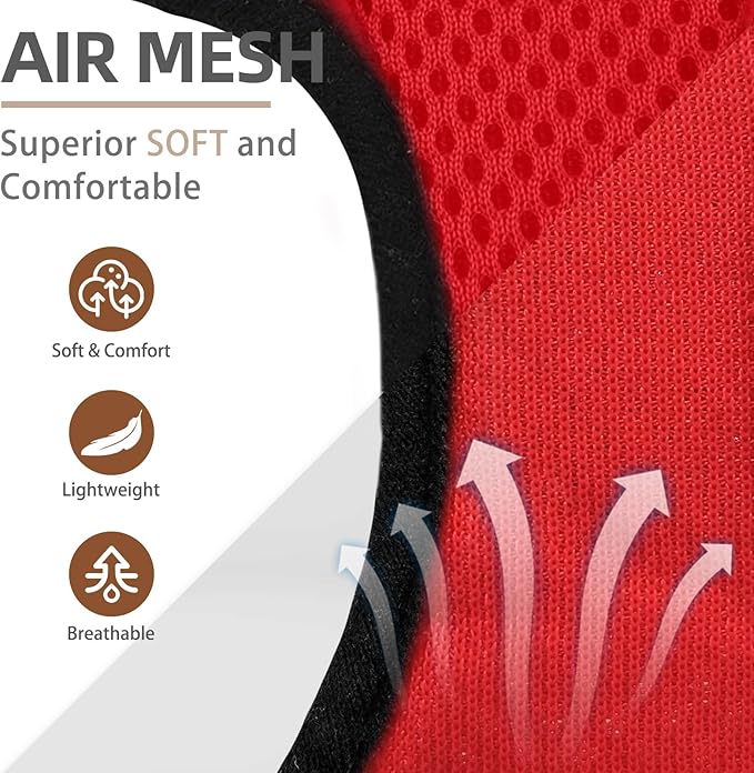 PUPTECK Service Dog Harness and Leash Set for Small Medium Dogs No Pull Step-in Soft Mesh Puppy with 2 Removable Patches Cat Vest Harnesses Reflective at Night, Red, L