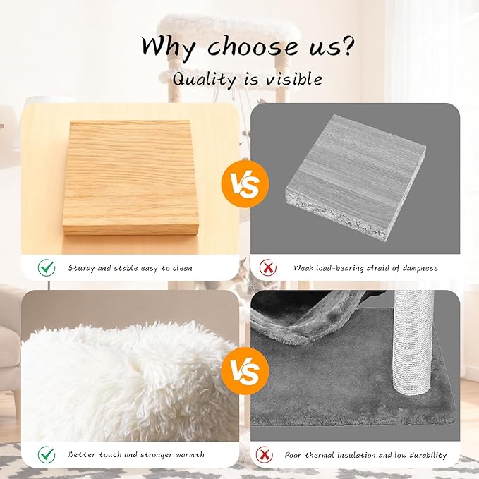 Modern Multi-Level Cat Tree Tower for Indoor Cats, 70" Large Cat Trees with Sisal Scratching Post, Luxury Cats Tower Furniture for Multiple Cats with Swing Hammock, Condo for Multiple Cat