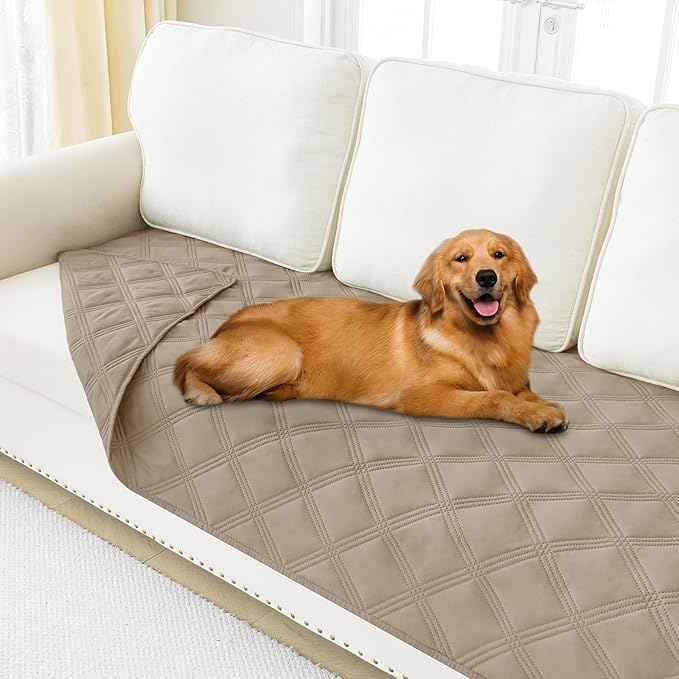 Smiry Waterproof Dog Bed Cover Blanket 40x70, Soft Reversible Pet Blanket, Washable Leakproof Cats Dogs Couch Cover for Sofa, Couch, Furniture, Lattice, Taupe/Taupe