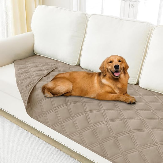 Smiry Waterproof Dog Bed Cover Blanket 40x70, Soft Reversible Pet Blanket, Washable Leakproof Cats Dogs Couch Cover for Sofa, Couch, Furniture, Lattice, Taupe/Taupe