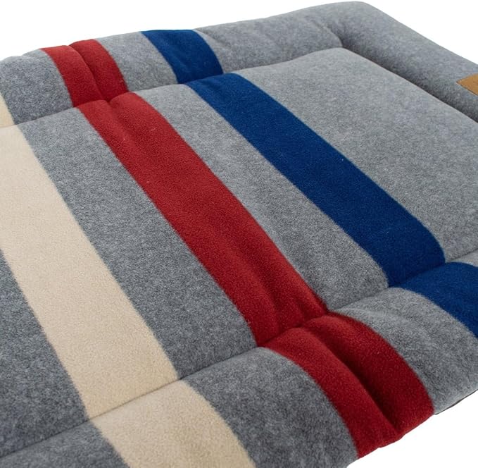 Pendleton Fleece Comfort Cushion Dog Bed - Cabin Stripe Gray, XL