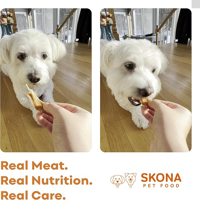 Skona PetFood Chicken Breast Jerky Dog Treats & Cat Jerky Treats, High Protein, Single-Ingredient Training Snacks, Grain-Free, USA Made, Rich in Taurine, Supports Digestion & Dental Health, 4oz