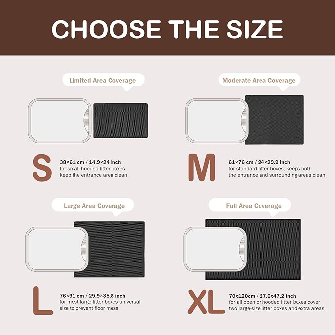 Cat Litter Mat, Cat Litter Trapping Mat, 24''x 14.9''Inch, Double Layer Waterproof Proof Litter Box mat, Non-Slip Design, Reduces Litter Scatter, Easy to Clean, Black