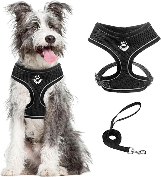 PUPTECK Soft Mesh Dog Harness and Leash Set Pet Puppy Cat Comfort Padded Vest No Pull Harnesses