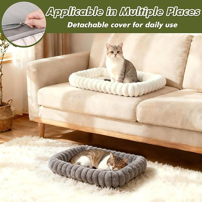 Cloud-Cuddle Cat Window Perch with 4-Sided Bolster, Zipper Design Cushion Window Seat for Window Sill, Sturdy Metal Frame & Easy Assembly Pet Hammock Bed for Indoor Cats (White, Medium)