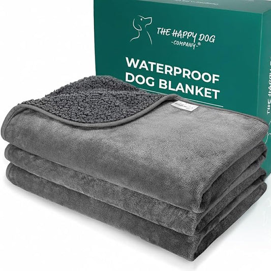 100% Waterproof Blanket for Bed - Soft Fleece Washable Waterproof Dog Blankets for Large Dogs, Pet Blankets for Bed/Couch/Dog Crate, Reversible Fluffy Furniture Protector, 60x79, Dark Gray/Gray