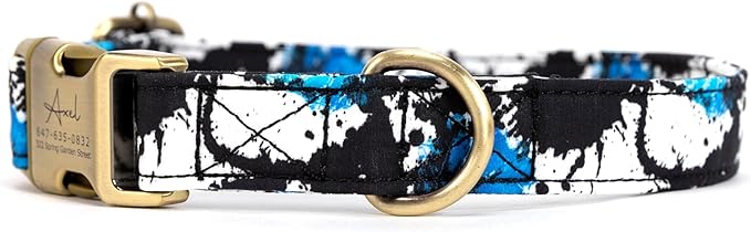 Personalized Dog Collar with Name and Phone Number Engraved,Adjustable Custom Puppy Collar,Organic Cotton Pet Collar for Small Medium Large Boy Girl Dogs