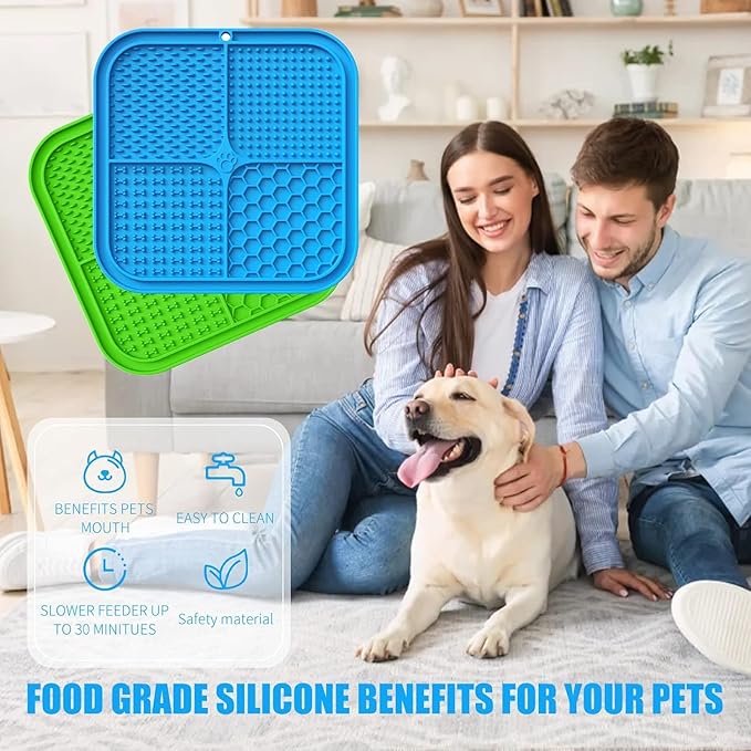 Lick Mat for Dogs, Premium Lick Pad with Suction Cups for Dog Anxiety Relief, Slow Feeder Dog Bowls, Bathing, Grooming and Training.