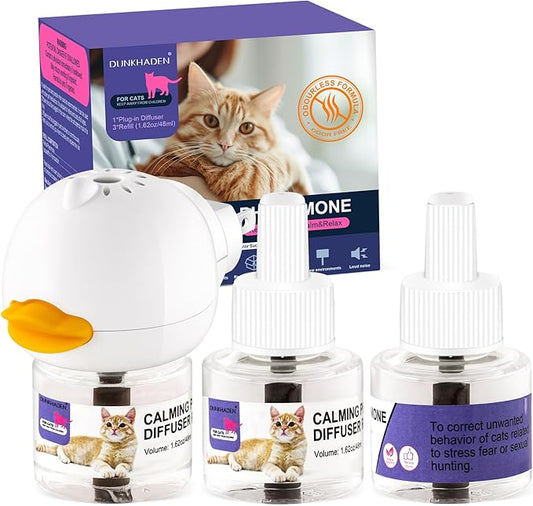 Cat Calming Pheromone Diffuser Reduces Conflict Between Cats Effective Anxiety Relief for Cats & Cat Calming Soothing 48ML 3 Refills Fits All Cats, 3 Packs