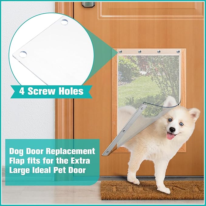 Ripeng 2 Pcs Dog Door Replacement Flaps 9.85 x 17.9 Inch Compatible with Dog Door Model DSRWXL, Fit Dogs up to 65 lbs, Clear Flexible Weatherproof Pet Supplies Home Flap, Easy to Install