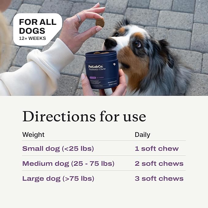 PetLab Co. Probiotics for Dogs, Support Gut Health, Occasional Diarrhea, Digestive Health & Seasonal Allergies - Pork Flavor - 30 Soft Chews - Packaging May Vary (Value 3-Pack)