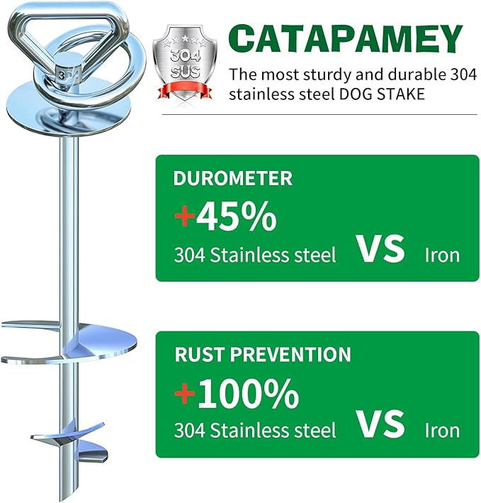 Dog Tie Out Cable and Stake,360° Swivel Dog Run Anchor -with 25FT Heavy Duty Cable,Dog Runner for Yard- for Large Dogs up to150 lbs-Dog Stake for Yard Outdoor Camping