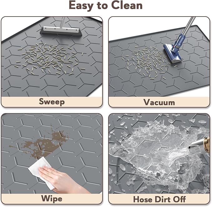 Cat Litter Mat, Large 40" X 28" Litter Catcher Rug, Waterproof Silicone Mat for Cats, Dark Gray