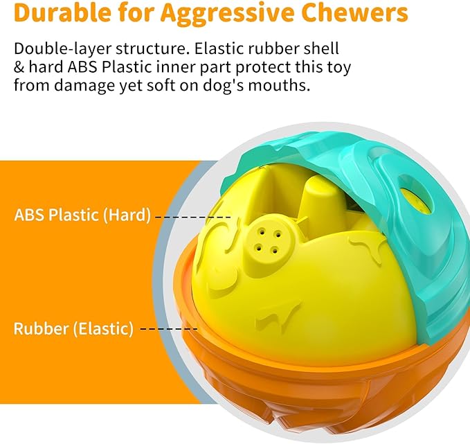 Dog Ball for Aggressive Chewers - Interactive Dog Toy Giggle Balls Fun Squeaky Sound to Keep Them Busy, Durable for Small Medium Large Breeds, Rubber Chew Toys, As Seen on TV, Orange & Blue