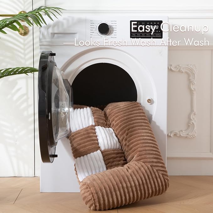 Dog Bed for Couch with Bolster, Comfy Couch Cover for Dogs Washable, Non-Slip Plush Furniture Protector, Calming Fuzzy Lounge Mat, Pet Sofa Accessories (Brown, Medium)