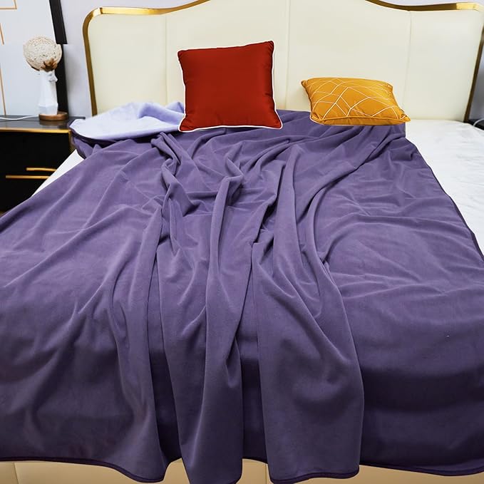 Waterproof Blanket for Bed Couch Sofa, 60"x80" Reversible & Washable, Waterproof Blanket Queen Size, Water Resistant Twin Bed Blankets, Leakproof (Deep Purple/Light Purple)