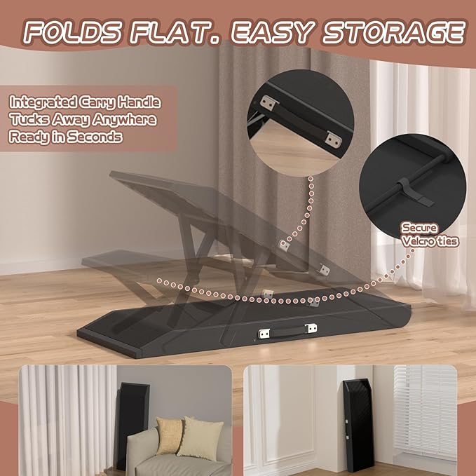 Dog Ramp for Couch, Dog Bed Ramp for Small Dogs, 4-Level Adjustable (8.6"-20.9") Foldable Pet Ramp, Wide Non-Slip EVA Surface with Glow Strips, Solid Birchwood 200Lbs