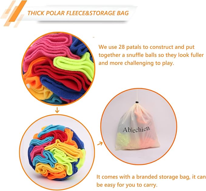 Snuffle Ball - Snuffle Ball for Dogs, Interactive Dog Toys to Keep Them Busy, Puppy Dog Puzzle Toy with Storage Bag Machine Washable