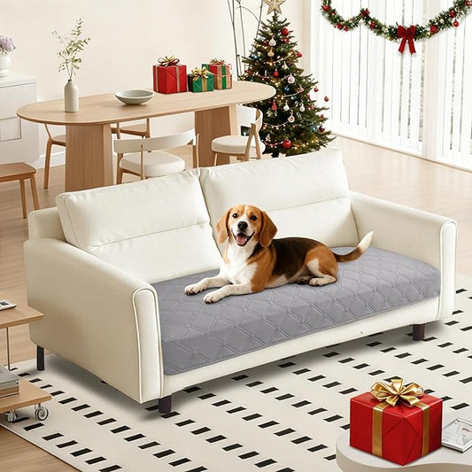 Waterproof Dog Bed Cover Pet Blanket, Soft Couch Cover for Dogs Washable, Non-Slip Dog Blanket Protect Furniture Couch Sofa Car for Puppy Large Dogs Cat (30x53 Inch, Light Grey)