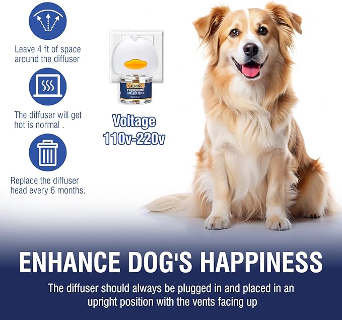 Dog Calming Diffuser Refills 6 Pack Pheromone Appeasing Pet Pheromones Refill 48ml to Calm for Anxiety Relief Reduce Aggression Stress Fighting Barking Fit Common Diffusers Plug in 180 Day(Tasteless)