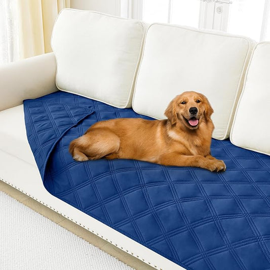 Smiry Waterproof Dog Bed Cover Blanket 40x70, Soft Reversible Pet Blanket, Washable Leakproof Cats Dogs Couch Cover for Sofa, Couch, Furniture, Lattice, Navy/Navy