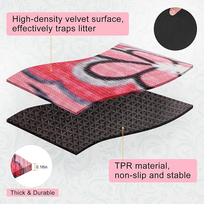 BEAUTYZOO Cat Litter Mat Litter Trapping Mat, 20"x 28" Litter Box Mat, Waterproof Kitty Litter Mat, Non-Slip Litter Rug Mats Pads for Floor Scatter Control, Soft on Paws & Easy to Clean, Pink
