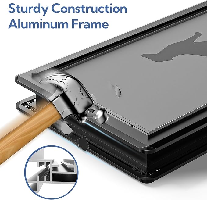 Aluminum XL Dog Door for Exterior Door,Open Size:24.4" H x 13.8" W,Heavy Duty Doggy Door with Enclosed Magnetic Flaps,Extreme Weather Doggie Doors (Black, X-Large)