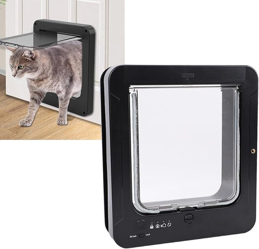 Asixxsix Smart Cat Door, Collar Activated Pet Door, Automatic Sensor Cat Flap Pet Gate for Interior Door and Exterior Door, Kitty Kittens Doggie Easy to Install