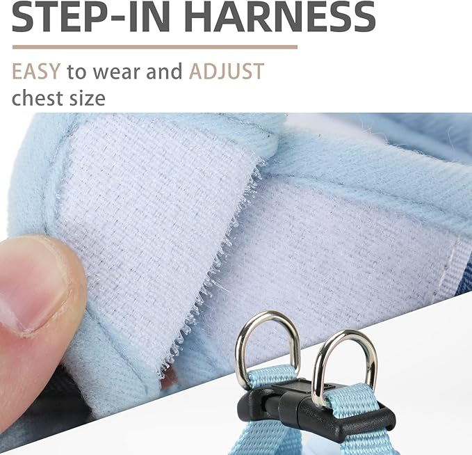 PUPTECK Adjustable Dog Harness Collar and Leash Set Step in No Pull Pet Harness for Small Medium Dogs Puppy and Cats Outdoor Walking Running, Soft Mesh Padded Reflective Vest Harnesses, Blue XXS