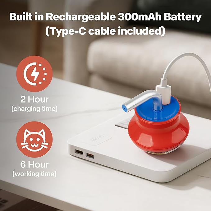 Pet Prime Cat Laser Pointer Toy for Indoor Cats Automatic 360° Random Rotation Cat Laser Toy Rechargeable Interactive Cat Toy for Bored Indoor