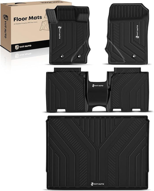 YHTAUTO Floor Mats & Cargo Liner Fit 2021-2026 Ford Bronco(Not Sport) 4 Door, TPE All Weather Floor Liner Odorless Custom Fit Car Mats, 1st 2nd Row and Trunk Mat Full Set Bronco Accessories