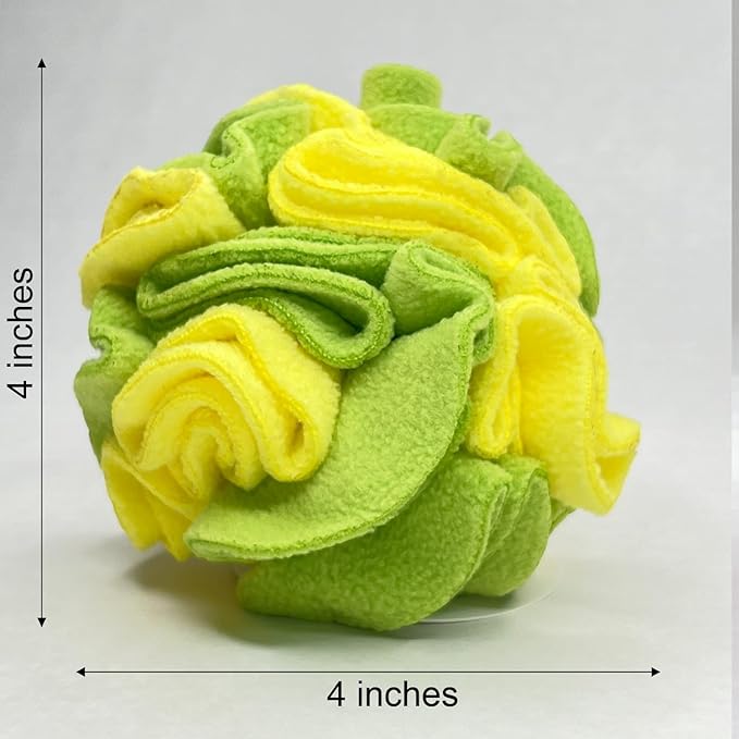 Glory To Dog Puppy and Small Breed Snuffle Interactive Foraging Dog Puzzle Ball Toy Lemon Lime Yellow and Green