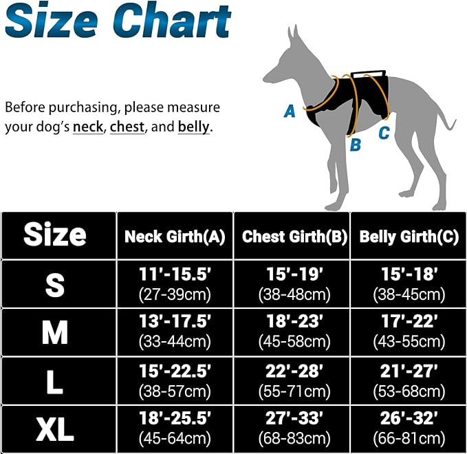 BELPRO Multi-Use Support Dog Harness, Escape Proof No Pull Reflective Adjustable Vest with Durable Handle, Dog Walking Harness for Big/Active Dogs (Black, M)