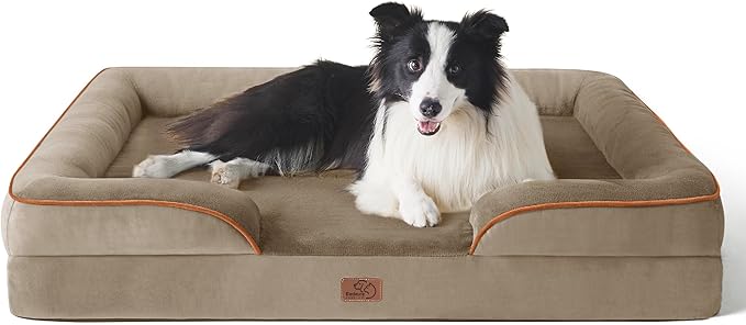 Bedsure Orthopedic Dog Beds Large Sized Dog - Washable Large Dog Cat Bed Waterproof, Comfort Dogs Couch Sofa with Washable Removable Cover, Pet Bed with Nonskid Bottom, Hazel, 35"