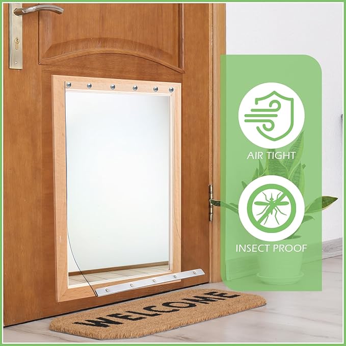 Ripeng 1 Pcs Dog Door Replacement Flaps 15 x 23.5 Inch Compatible with Dog Door Model DSRWSL, Fit Dogs up to 120 lbs, Clear Flexible Weatherproof Pet Supplies Home Flap, Easy to Install