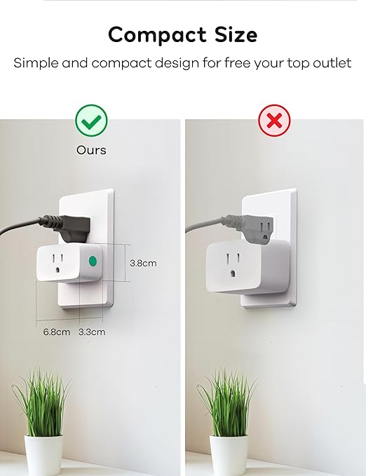 Winees Matter Smart Plug 2 Pack, Smart Outlet Work with Alexa, Apple Home, Google Home, SmartThings, 15A/1800W Max for Home Automation, APP Remote Control,Timer&Schedule, 2.4G Wi-Fi Only