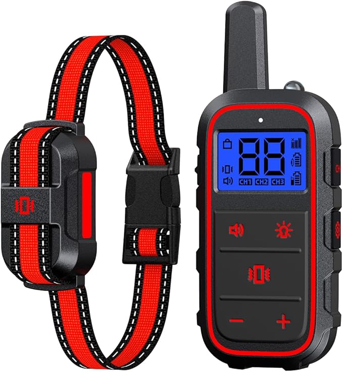 Dog Training Collar with Rechargeable Remote Control 3 Training Modes IPX7 Waterproof Electric Collar Range 3300Ft Bark Collar for Small Medium Large Dogs