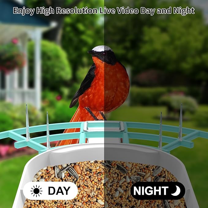 Bird Feeder with Camera, Auto Capture Wiress Bird Feeder Camera, AI Identify Bird Breed,FHD Waterproof Outdoor Bird Watching Camera,Solar-Powered, for Garden,Yard,Park,Ideal Gift for Mom and Dad,Blue