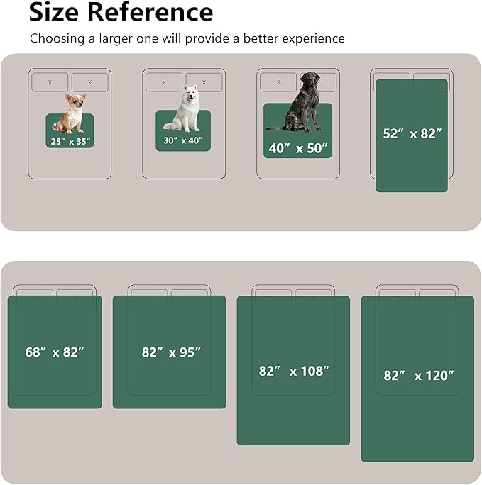 Waterproof Blanket for Couch, Leak Proof Dog Bed Blankets Reversible, Pet Throw Sofa Furniture Protector Machine Washable-52 x82,Green+Cream