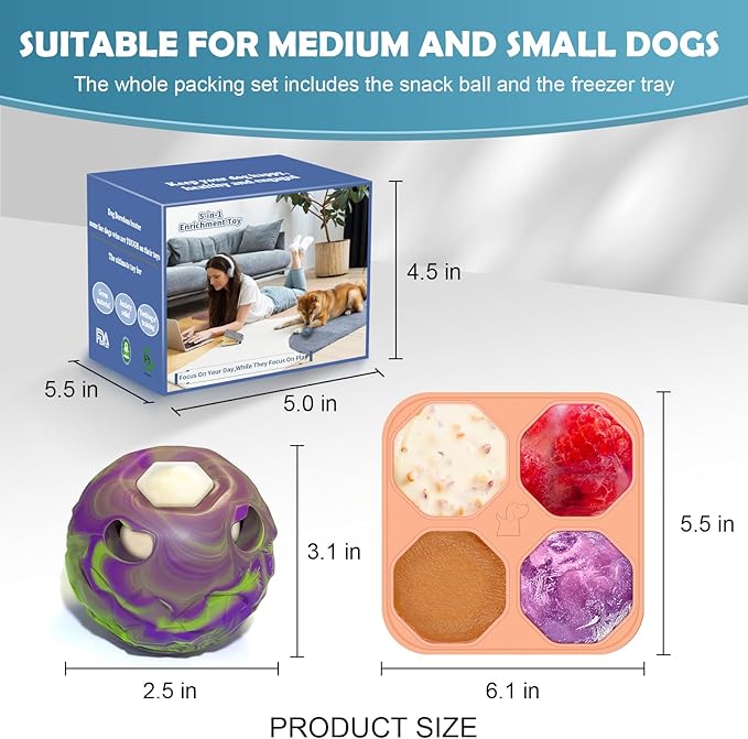 Dog Frozen Treat Toy, Slow Food Training to Relieve Boredom and Stimulating, Interactive Treat Dispensing Dog Toy, Interactive Chew Toys, Super Easy to Open Clean, for Small Dogs (purple, Large)