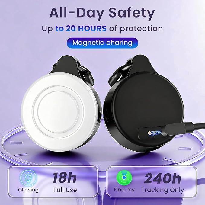 2-in-1 GPS Tracker & Dog Light - Smart Tracking Pet LED Light for iOS Only - Rechargeable IP68 Waterproof Dog Collar Light with 6 Modes for Night Walking - Works with Apple Find My, No Subscription