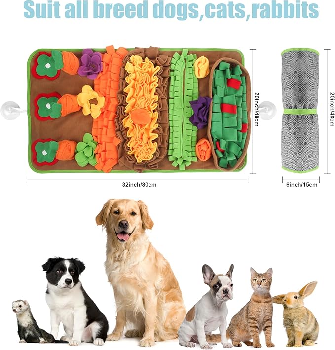 Snuffle Mat for Dogs Large Breed - 32'' X 20'' Washable Durable Sniff Mat for Slow Feeding Training, Enrichment Puzzle Toy for Mental Stimulation & Stress Relief