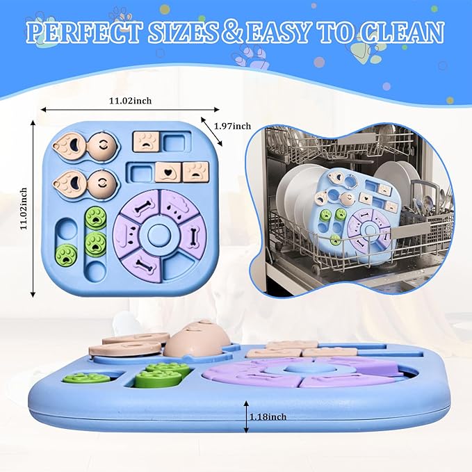 Interactive Dog Puzzle Toy, 4-in-1 Dog Enrichment Toy for Smart Dogs, Advanced Brain Games for Mental Stimulation, Non-Slip Slow Feeder & Treat Dispenser to Reduce Boredom and Destructive Behavior