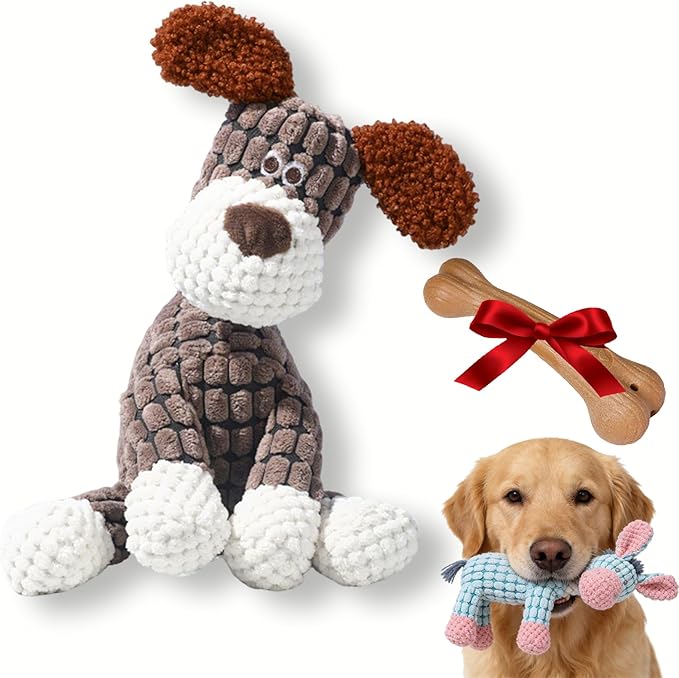 Indestructible Dog Toy - 2026 New Durable Stuffed Squeaky Dog Chew Toys,Dogs Plush Toy for Aggressive Chewers, for Small, Medium&Large Dogs and Puppies,Indoor Teething (Brown)