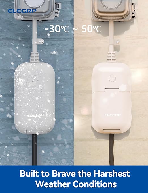 ELEGRP PQR10 Outdoor Smart Plug Waterproof IP66, WiFi Plug Compatible with Alexa & Google Assistant, Smart Outdoor Outlet for String Lights, No Hub Required, 400W Max, UL Certified, 2 Pack, Grey