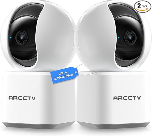 Cameras for Home Security 2pcs with WiFi 6&5GHz/2.4GHz, Motion Tracking Never Miss a Moment, 2-Way Audio, Night Vision, Compatible with Alexa Upgrades Your Idoor Security