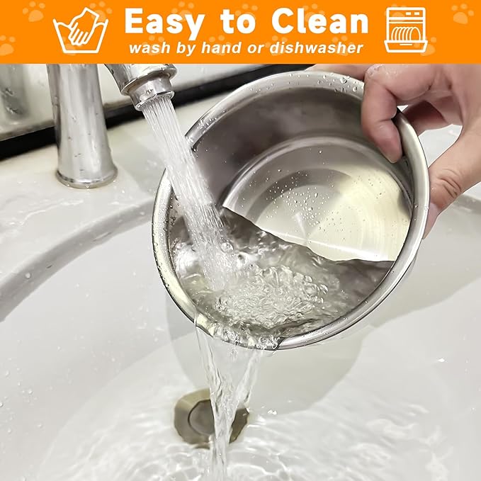 Heated Cat Bowl in Winter, Outdoor Heated Pet Bowl with Double Stainless Steel Bowl 23 OZ, Heated Water Food Bowl for Cat Pet, Thermal Pet Bowl Provide Drinkable Water and Hot Food.