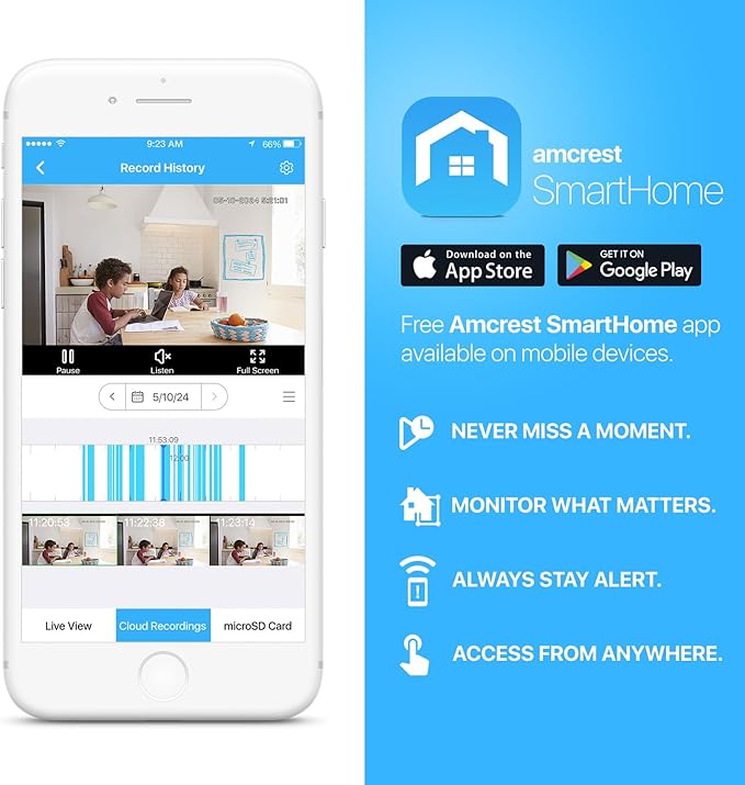 Amcrest 1080P WiFi Camera Indoor, Nanny Cam, Dog Camera, Sound & Baby Monitor, Human & Pet Detection, Motion-Tracking, Phone App, Pan/Tilt Wireless IP Camera, Night Vision, Smart Home ASH21-W